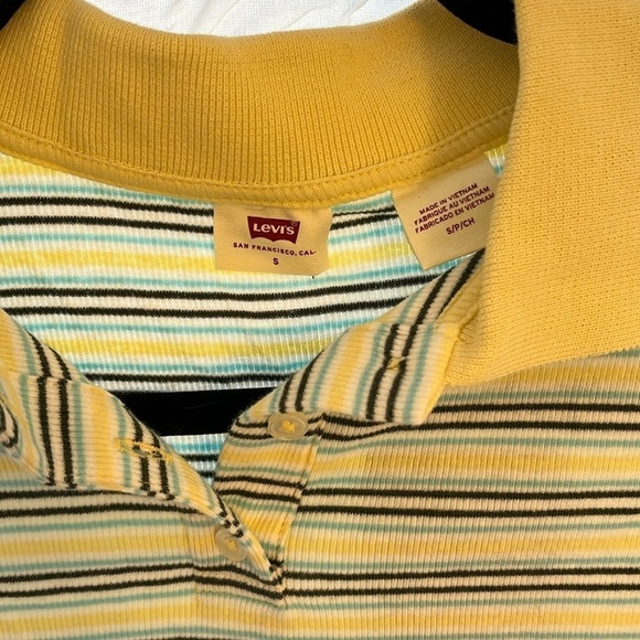 LEVI'S Jenni Cropped Polo Top, Size Small, Yellow - Picture 5 of 9